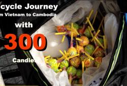 ベトナムからカンボジアへアメ300個届けるの自転車の旅動画